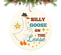 Funny Goose Ornament Silly Goose Gifts for Mom Sister Friends Cute Animal Christmas Ornament for Tree Decorations Gooses Lover Gifts Christmas Decor Wooden Hanging Decorations