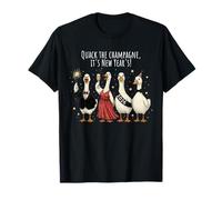 Funny Goose Quack The Champagne New Year 2026 Design T-Shirt