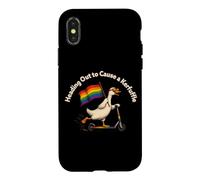Funny Goose Scooter LGBTQ Rainbow Flag Pride Ally Queer Case for iPhone X/XS