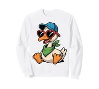Funny Goose with Cap and Heart Sunglasses Sweatshirt