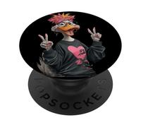 Funny Goose With Glasses Double Peace Sign Hipster Bird PopSockets Adhesive PopGrip