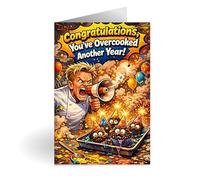 Funny Gordon Ramsay Birthday Card for Him or Her - Angry Chef Inspired Greeting Card - “Congratulations, You’ve Overcooked Another Year!” - Humorous Birthday Card with Envelope