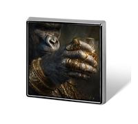 Funny Gorilla Hand Holding A Glass Unisex Brooches & Pins Square Lightweight Lapel Badge Jewelry for Clothing Shawl Hat