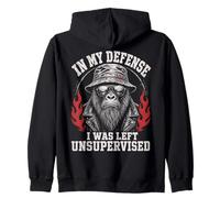 Funny Gorilla In My Defense I Was Left Unsupervised Apparel Zip Hoodie