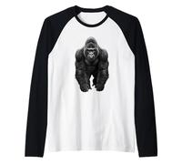 Funny Gorilla Jungle Wildlife Nature Power Animal Art Raglan Baseball Tee