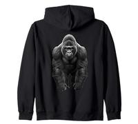 Funny Gorilla Jungle Wildlife Nature Power Animal Art Zip Hoodie