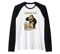 Funny Gorilla Laundry Holder Retro Chimpanzee Cartoon Monkey Raglan Baseball Tee