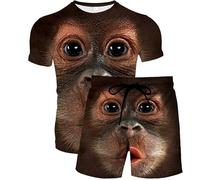 Funny Gorilla Monkey 3D Printed Men's T-Shirt and Shorts Set Summer Tracksuit 2 Piece Set Trendy Sportswear