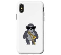 Funny Gorilla Wearing Sunglasses Playing Bass Trombone Case for iPhone X/XS