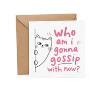 Funny Gossip Leaving Card with Cat with Envelope, Minimalist Cat Design, Greeting Card for Colleague, Friend or Women, Going Away Message for a Meaningful Celebration