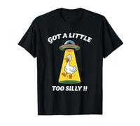 Funny Got A Little Too Silly Goose Abducted by Aliens UFO T-Shirt