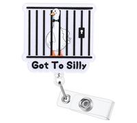 Funny Got to Silly Goose Badge Reel, Cute Retractable ID Card Badge Holder, RN LPN CNA ER Badge Buddy, Name Tag Work Badge Clips for Pharmacy and Night Shift Nurse MA Nursing Student Truck Driver