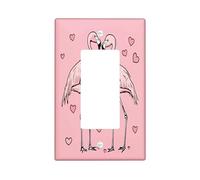 Funny Gothic Flamingos Decorative Light Switch Cover Wall Plate 1 Gang Single Rocker, Cute Heart Skull Skeleton Electrical Faceplate for Kitchen Bathroom, Bird Switchcover Decor