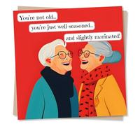 Funny Graceful Ageing Happy Birthday Card for a Friend - Laughter, Silly, Playful - Age, Wisdom - Getting Older - You're Just Well Seasoned - For a Special Someone, Neighbour, Relative