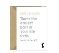 Funny Graduation Card “Easiest Part is Over” A5 Congratulations for Exams, University, or School Finishers