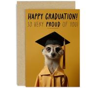 Funny Graduation Card for Daughter or Son - So Proud Well Done Greeting Card for Him or Her - Cute Meerkat Graduation Card - School Graduation Card for Them - Congratulations Card