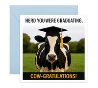 Funny Graduation Card - “Herd You Were Graduating, Cow-gratulations!” - Congratulations for Him, Her, Boys, Girls, Niece, Nephew, Son, Daughter, Cousin, BFF, Bestie, Neighbour, Graduates