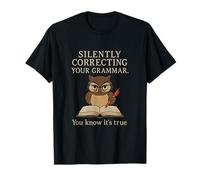 Funny Grammar Owl Dark Humor Typewriter Graphic T-Shirt