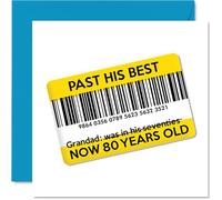 Funny Grandad 80th Birthday Card - Past His Best - Rude Happy Birthday Card for Grandad from Grandson Granddaughter, 145mm Joke Humour Bday Greeting Cards