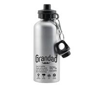 Funny Grandad Gift | 100% Legendary Quote Design | Father’s Day Gift for Him - Cool & Sentimental, 500 ml Aluminium Water Bottle. (Silver)