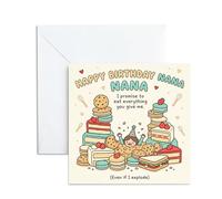 Funny Grandma Birthday Card - 'Eat Everything' Food Design. Happy Greeting Card for Nana. Cute Birthday Gifts for Grandmother. Novelty Joke,13x13cm