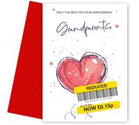 Funny Grandparents Anniversary Card | Humorous Red Heart Design | Only the Best Wedding Anniversary Card for Grandparents | Blank Inside | UK Made