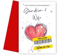 Funny Grandson and Wife Anniversary Card | Humorous Red Heart Design | Only the Best Wedding Anniversary Card for Grandson and Wife | Blank Inside | UK Made