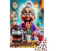 Funny Granny Brewing Tea 1000 Pc Thickened Paper Puzzle Grown-Ups Relaxation Hobby Easy Store Engaging Teaser 38x26cm/1000pcs