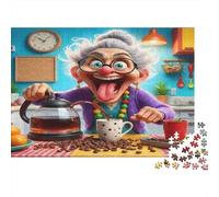 Funny Granny Brewing Tea 1000 Piece Jigsaw Puzzles for Adults in Vibrant Colours Jigsaws for Adults for Educational Game Challenge As Wall Art for Living Room 70x50cm/1000pcs