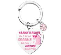 Funny Granny Gifts Keyring - GRANNYSAURUS Theme Heart Keyring with Gift Box | LIKE A NORMAL GRANNY BUT MORE AWESOME Mother’s Day Gifts Christmas Birthday Gifts for Granny from Granddaughter Grandson