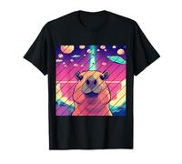 Funny Graphic Capybara Selfie with UFOs Weird Kawaii Anime T-Shirt