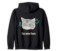 Funny graphic cat "Cats before Twats" Trendy Cat Design Zip Hoodie