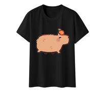 Funny Graphic T Shirt for Women Capybara Selfie Cute Cartoon T Shirt Print Multicolor Business Outfit Women Basic Tops Blouse Women Cotton, navy, S