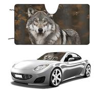 Funny Gray Wolf Car Windshield Sun Shade, Reflector Car Sun Visor, Foldable Front Window Sunshade Cover, Heat Insulation, Blocks UV Rays, Keeps Vehicle Cool, for SUV Truck(51"x28")