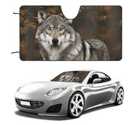 Funny Gray Wolf Car Windshield Sun Shade, Reflector Car Sun Visor, Foldable Front Window Sunshade Cover, Heat Insulation, Blocks UV Rays, Keeps Vehicle Cool, for SUV Truck(55"x30")