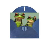 Funny Green Frogs 1 Greeting Card With Envelope, Perfect for Friends, Family, Colleagues - Congratulations Card
