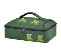 Funny Green Frogs on Green Background Reusable Insulated Pizza Bag, Waterproof Food Delivery Bag, with Handle Lid Leakproof Pizza Holder Tote for Hot or Cold Food