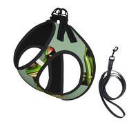 Funny Green Frogs Print Harness Leash Set For Cat And Small Dog, Adjustable, Reflective, And Escape-Proof Vest With Soft Breathable Mesh Lining