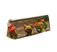 Funny Green Frogs Print Pencil Case Zipper Pencil Pouch Box