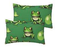 Funny Green Frogs Print Pillow Covers Bedroom Living Room Soft Breathable Versatile Home Decor Gift