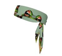 Funny Green Frogs Print Sport Head Ties Headbands Bandanas Workout Hair Band Athletic Sweatbands for Running Tennis