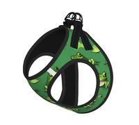 Funny Green Frogs Print Step in Dog Harness and Leash Set,Adjustable Reflective Harness for Small Dogs Cats