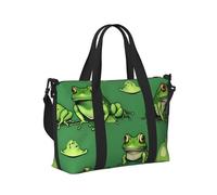 Funny Green Frogs Print Travel Duffle Bag,Handheld Shoulder Weekender Overnight Bag for Travel,Gym,Yoga