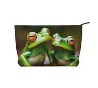 Funny Green Frogs Prints Corduroy Makeup Bag for Women Girls, Spacious Travel Cosmetic Organiser for Make-up, Toiletries & Essentials