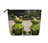 Funny Green Frogs Single Layer Linen Like Makeup Bag, Lightweight and Cute, Easy to Use
