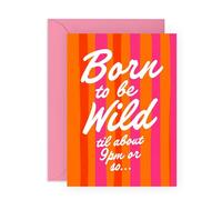 Funny Greeting Card - Born to Be Wild Til About 9pm - Card for Friends, Sisters, Brother, Aunt, Middle Aged Adults, Work Colleagues. Her- Jokes for Women in 30's 40's 50's 60's - Comes with Stickers