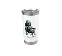 Funny Grey Alien Drinking Purple Boba Tea I Live Here Design Stainless Steel Insulated Tumbler