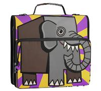 Funny Grey Elephant 3 Rings Binder with Zipper with Handle and Removable Shoulder Strap Includes Zip Pocket Zippered Portfolio Suitable for Middle School Cartera con cremallera