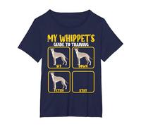 Funny Greyhound Whippet Dog Training Guide for Whippet mom T-Shirt, Women's Plus, Navy Blue, 3X