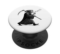 Funny Grim Reaper Walking Sarcastic Humor Blowing Bubbles PopSockets Adhesive PopGrip